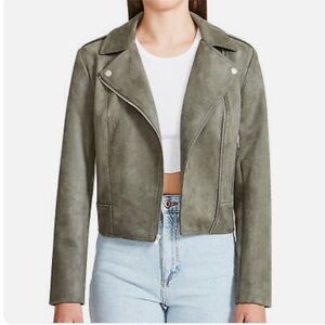 Steve Madden green suede moto jacket size medium